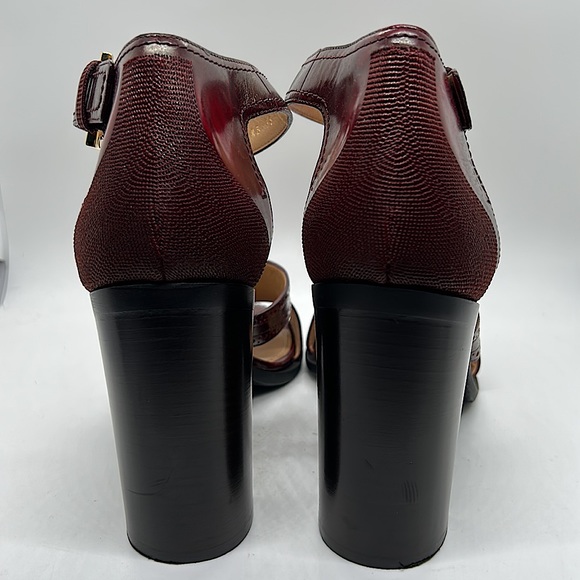 Salvatore Ferragamo Cherry Leather Nuala Block Heel Sandals Shoes **Sz 10**🔥🔥 - Picture 8 of 11